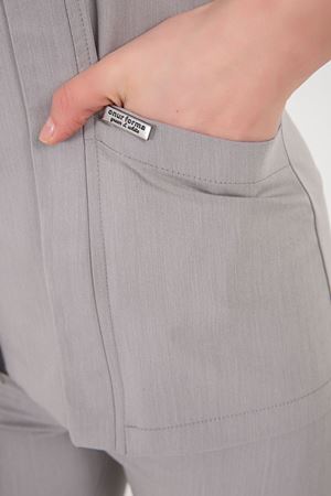 Square Collor Model Likralı Viskon Kadın  Takım Bulut Gri