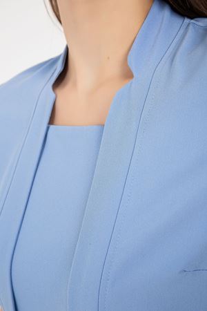 Square Collor Model Likralı Viskon Kadın  Takım Bebe Mavi