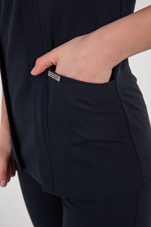 Square Collor Model Likralı Viskon Kadın  Takım Lacivert