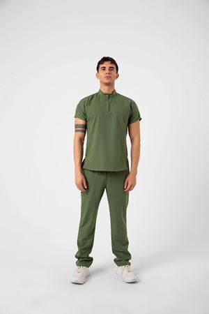 New Line Model Likralı Viskon Erkek  Takım Kına Yeşili