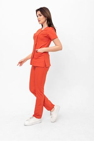 White Model Likralı Viskon Kadın  Takım Turuncu