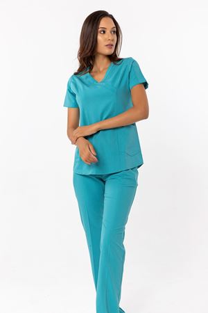 Viscose Comfort Model Likralı Viskon Kadın  Takım Turkuaz Yeşili