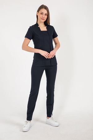 Square Collor Model Likralı Viskon Kadın  Takım Lacivert