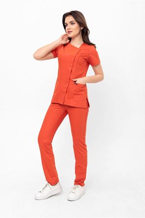 White Model Likralı Viskon Kadın  Takım Turuncu