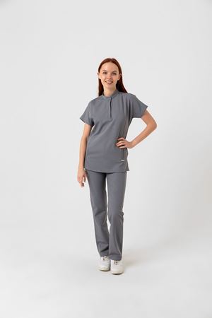 New Line Model Likralı Viskon Kadın  Takım Gri