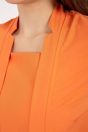 Square Collor Model Likralı Viskon Kadın  Tek Üst Turuncu