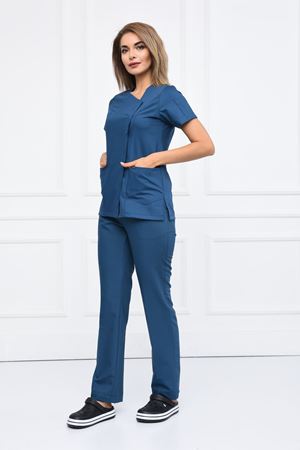 White Model Likralı Viskon Kadın  Takım Petrol Yeşili