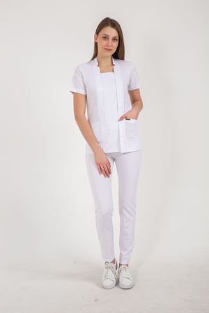 Square Collor Model Likralı Viskon Kadın  Tek Üst Beyaz