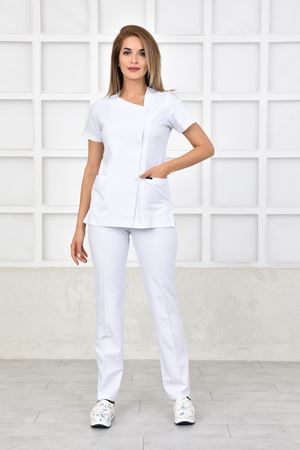 White Model Likralı Viskon Kadın  Takım Beyaz