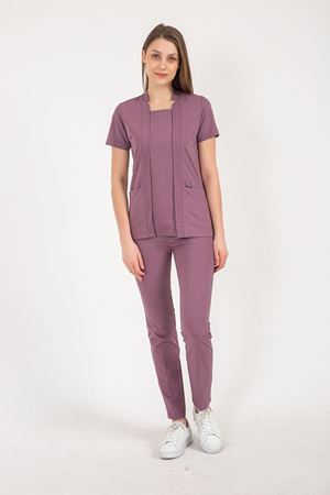 Square Collor Model Likralı Viskon Kadın  Takım Leylak