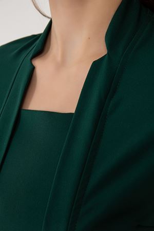 Square Collor Model Likralı Viskon Kadın  Takım Zümrüt Yeşili