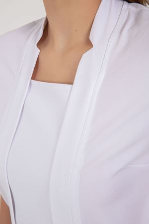 Square Collor Model Likralı Viskon Kadın  Tek Üst Beyaz