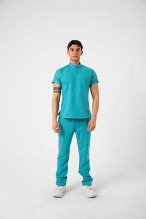 New Line Model Likralı Viskon Erkek  Takım Turkuaz Yeşili