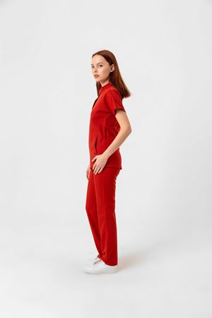 New Line Model Likralı Viskon Kadın  Takım Kırmızı