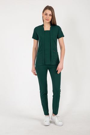 Square Collor Model Likralı Viskon Kadın  Takım Zümrüt Yeşili