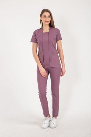 Square Collor Model Likralı Viskon Kadın  Takım Leylak