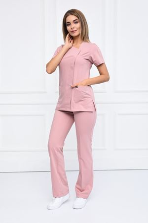 White Model Likralı Viskon Kadın  Takım Pudra