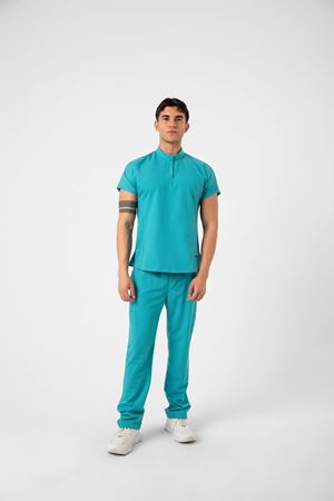 New Line Model Likralı Viskon Erkek  Takım Turkuaz Yeşili