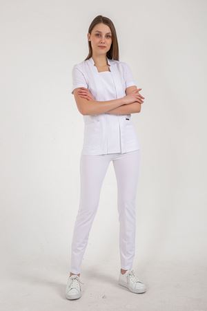 Square Collor Model Likralı Viskon Kadın  Tek Üst Beyaz