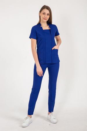 Square Collor Model Likralı Viskon Kadın  Takım Saks Mavi