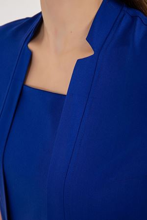 Square Collor Model Likralı Viskon Kadın  Takım Saks Mavi