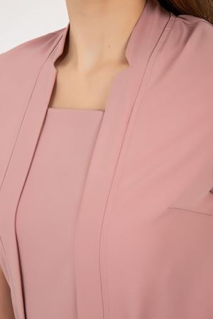 Square Collor Model Likralı Viskon Kadın  Tek Üst Pudra