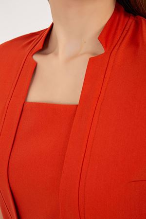 Square Collor Model Likralı Viskon Kadın  Takım Kırmızı