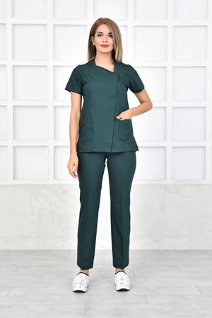 White Model Likralı Viskon Kadın  Takım Zümrüt Yeşili