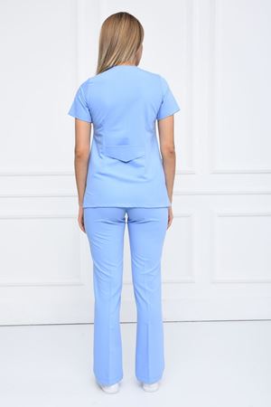 White Model Likralı Viskon Kadın  Takım Mavi