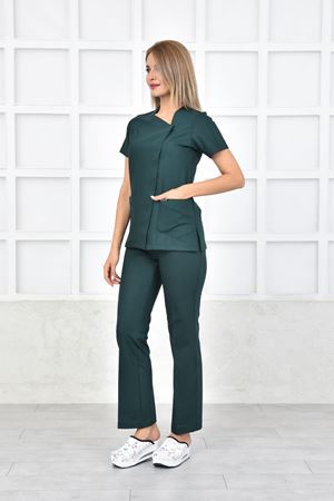 White Model Likralı Viskon Kadın  Takım Zümrüt Yeşili