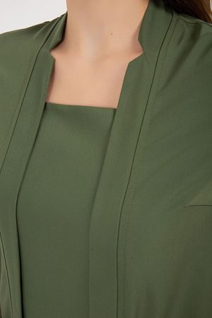 Square Collor Model Likralı Viskon Kadın  Takım Kına Yeşili