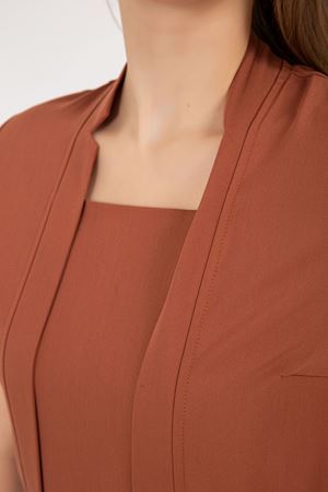 Square Collor Model Likralı Viskon Kadın  Tek Üst Kiremit