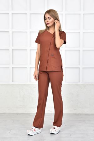 White Model Likralı Viskon Kadın  Takım Kiremit