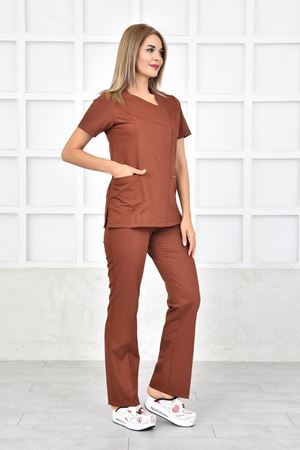 White Model Likralı Viskon Kadın  Takım Kiremit