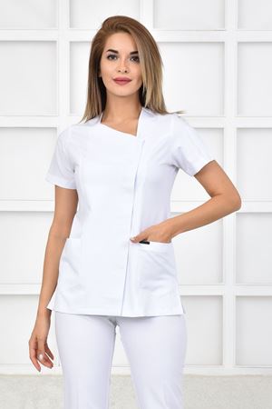 White Model Likralı Viskon Kadın  Tek Üst Beyaz