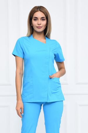 White Model Likralı Viskon Kadın  Tek Üst Turkuaz