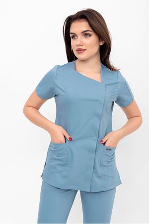 White Model Likralı Viskon Kadın  Tek Üst Bulut Mavi