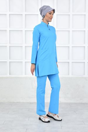 Yarıdan Hakim Model Likralı Viskon Kadın Tesettür Takım Turkuaz