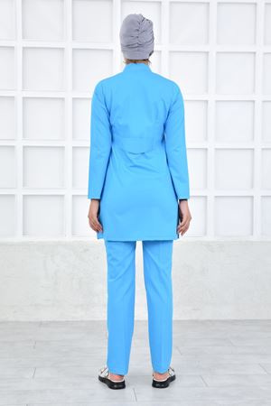 Yarıdan Hakim Model Likralı Viskon Kadın Tesettür Takım Turkuaz