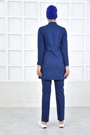 Yarıdan Hakim Model Likralı Viskon Kadın Tesettür Takım İndigo