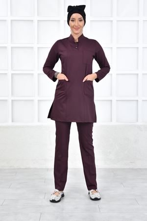 Yarıdan Hakim Model Likralı Viskon Kadın Tesettür Takım Güvez