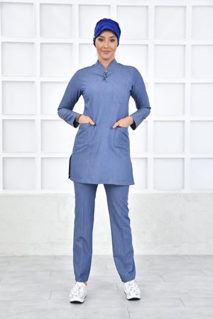 Yarıdan Hakim Model Likralı Viskon Kadın Tesettür Takım Kot