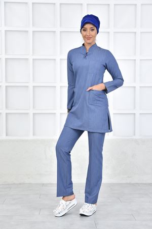 Yarıdan Hakim Model Likralı Viskon Kadın Tesettür Takım Kot