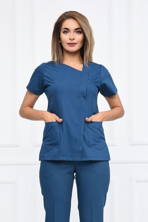 White Model Likralı Viskon Kadın  Tek Üst Petrol Yeşili