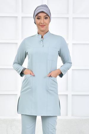 Yarıdan Hakim Model Likralı Viskon Kadın  Tek Üst Küf