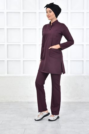 Yarıdan Hakim Model Likralı Viskon Kadın Tesettür Takım Güvez