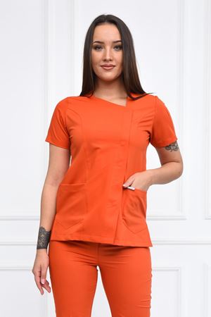 White Model Likralı Viskon Kadın  Tek Üst Turuncu