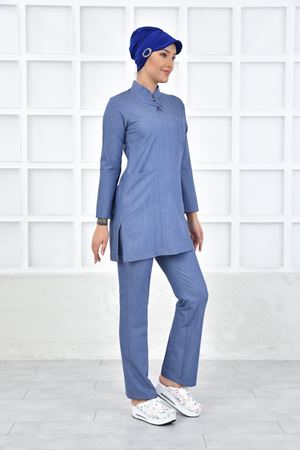 Yarıdan Hakim Model Likralı Viskon Kadın Tesettür Takım Kot