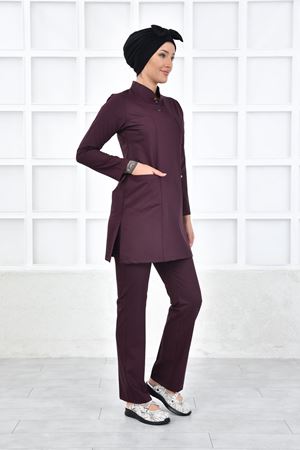 Yarıdan Hakim Model Likralı Viskon Kadın Tesettür Takım Güvez