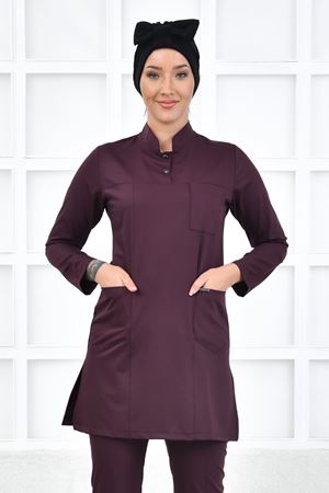 Yarıdan Hakim Model Likralı Viskon Kadın  Tek Üst Güvez